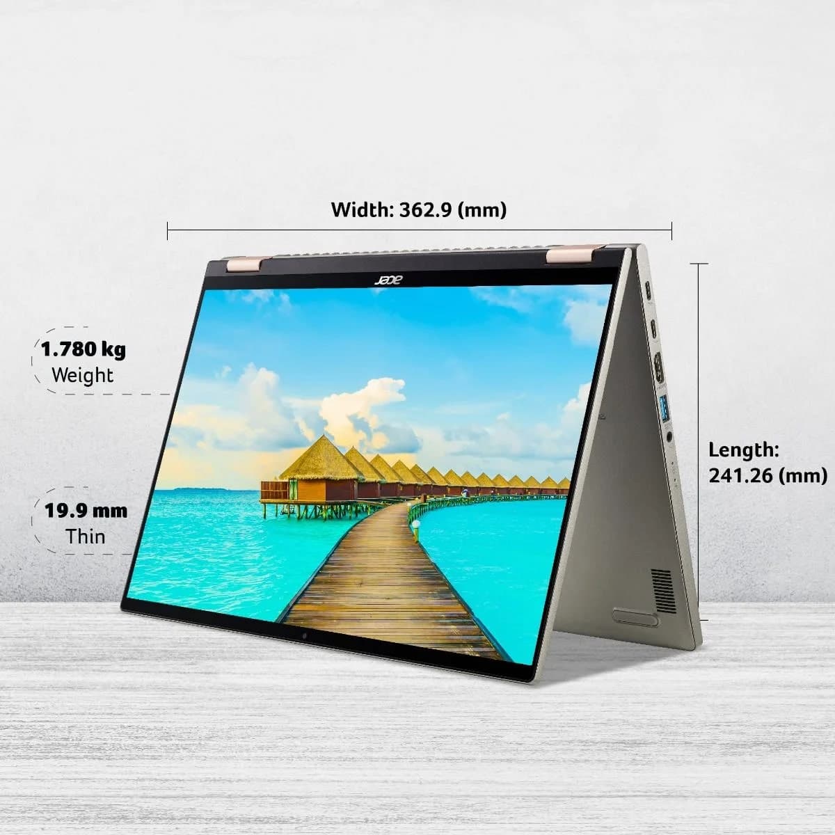 Acer Spin 5 (NX.K08SI.001) With Stylus, Intel Core i7 12th Gen, 16 GB RAM, /1 TB SSD, 35.6 cm (14") WQXGA 2560 x 1600 Touchscreen Display, Intel Iris Xe Graphics, 1.3 Kg,  Windows 11 Home with MS Office