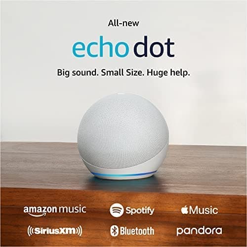Amazon Echo Dot (B09B8M1M51) 5th Gen, With bigger vibrant sound, helpful routines and Alexa - Glacier White