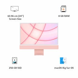 Apple MJVA3HN/A iMac with Retina 4.5K , 24-inch, M1chip with 8-Core CPU and 7-Core GPU, 256 GB, Pink