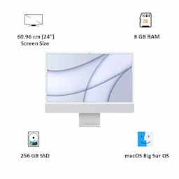 Apple MGTF3HN/A iMac with Retina 4.5K , 24-inch, M1chip with 8-Core CPU and 7-Core GPU, 256 GB, Silver