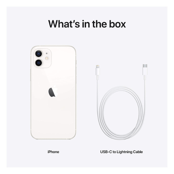 Apple iPhone 12 (MGJC3HN/A) White, 4GB RAM, 128GB, A14 Bionic Chip, 6.1 Inches, 5g, Nano and eSIM