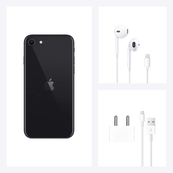 Apple iPhone SE (MXD02HN/A) Black, 3GB RAM, 128GB, A13 Bionic Chip, 4.7 Inches, 5g, Nano and eSIM