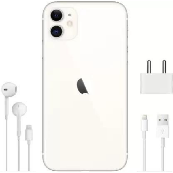 Apple iPhone 11 (MWLU2HN/A) with 4G technology, Dual Sim, White