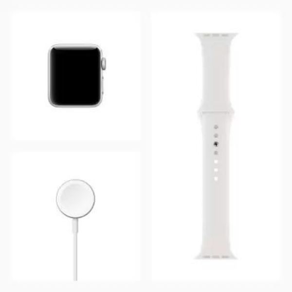 Apple Series 3 MTF22HN/A, White GPS 42mm Silver Aluminium Case with Sport Band Smart Watch