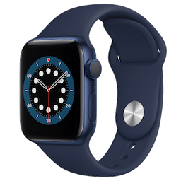 Apple Watch Series 6 40 mm, Blue Aluminum Case with Deep Navy, Bluetooth, Wi-Fi, NFC, GPS