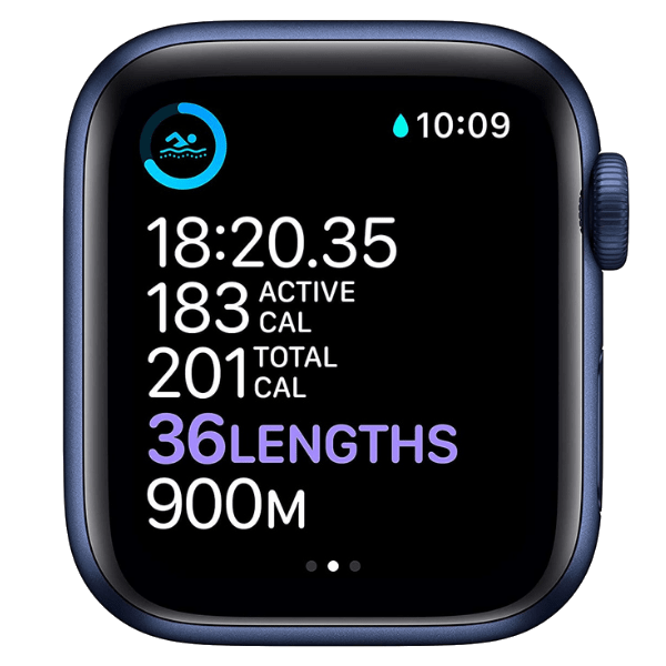 Apple Watch Series 6 40 mm, Blue Aluminum Case with Deep Navy, Bluetooth, Wi-Fi, NFC, GPS