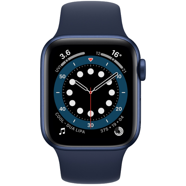 Apple Watch Series 6 40 mm, Blue Aluminum Case with Deep Navy, Bluetooth, Wi-Fi, NFC, GPS