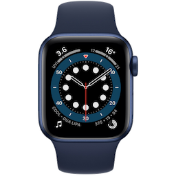 Apple Watch Series 6 40 mm, Blue Aluminum Case with Deep Navy, Bluetooth, Wi-Fi, NFC, GPS