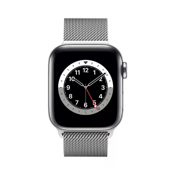 Apple Smart Watch Series 6 (GPS + Cellular) silver, 32 GB, stainless steel, smart watch with Milanese loop