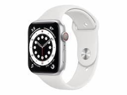 Apple Watch Series 6 (GPS + Cellular) - silver aluminium - smart watch with sport band - white - 32 GB