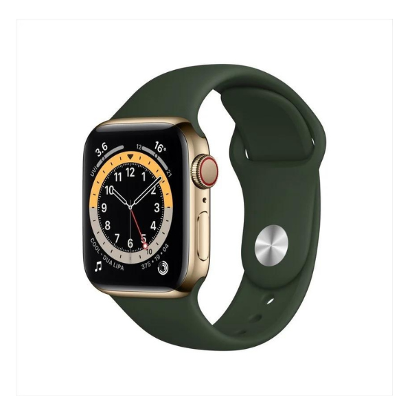 Apple Smart Watch (M06V3Hn/A) Series 6 Gps + Cellular 40 Mm Gold Stainless Steel Case With Cyprus Green Sport Band