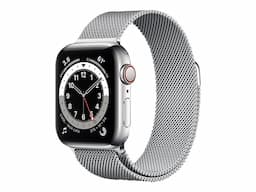 Apple Smart Watch Series 6 (GPS + Cellular) silver, 32 GB, stainless steel, smart watch with Milanese loop
