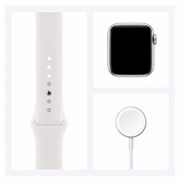 Apple Watch Series 6 (GPS + Cellular) - silver stainless steel - smart watch with sport band - white - 32 GB