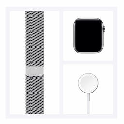 Apple Smart Watch Series 6 (GPS + Cellular) silver, 32 GB, stainless steel, smart watch with Milanese loop