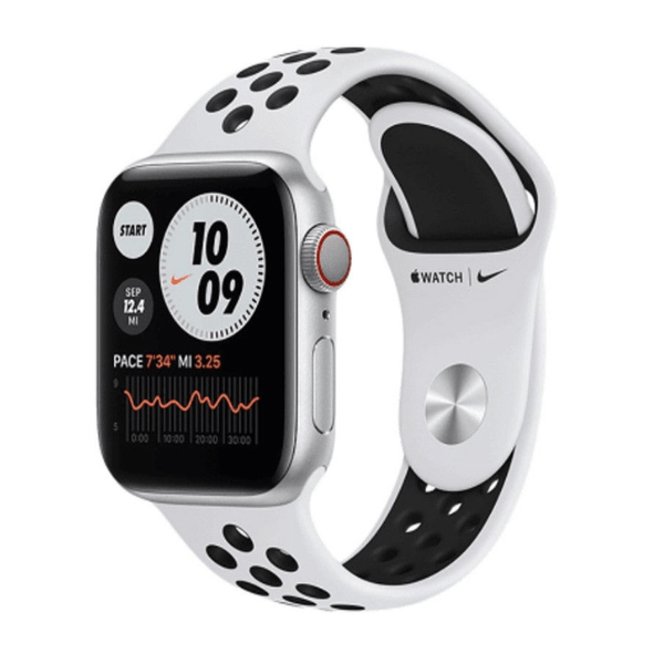 Apple Watch Nike S6 GPS 44mm Silver Aluminium Case with Pure Platinum/Black Nike Sport Band - Regular - MG293HN/A