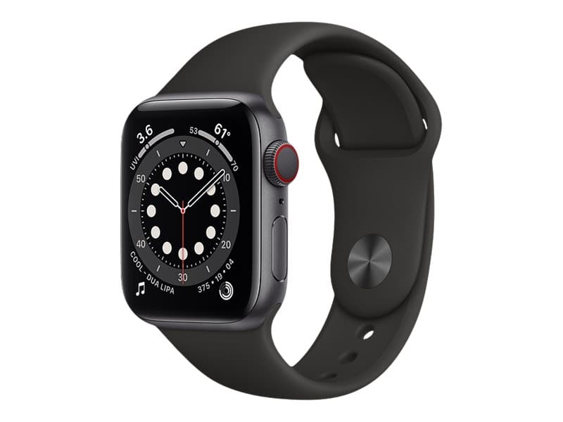 Apple Watch Series 6 (GPS + Cellular) - space grey aluminium - smart watch with sport band - black - 32 GB