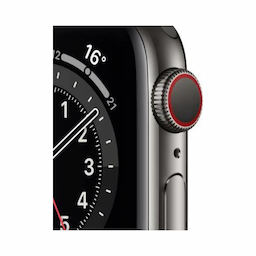 Apple Smart Watch S6 (M06X3HN/A) GPS + Cellular 40mm, Graphite Stainless Steel Case with Black Sport Band - Regular
