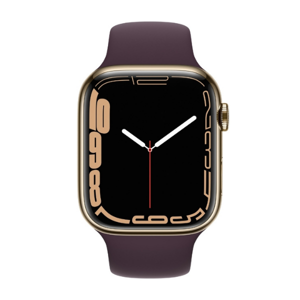 Apple Watch Series 7 GPS + Cellular 45 mm Gold Stainless Steel Dark Cherry Band - MKJX3HN/A