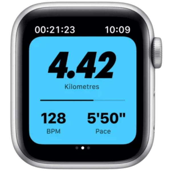Apple Watch Nike S6 GPS + Cellular 44mm Silver Aluminium Case with Pure Platinum/Black Nike Sport Band - Regular - M09W3HN/A