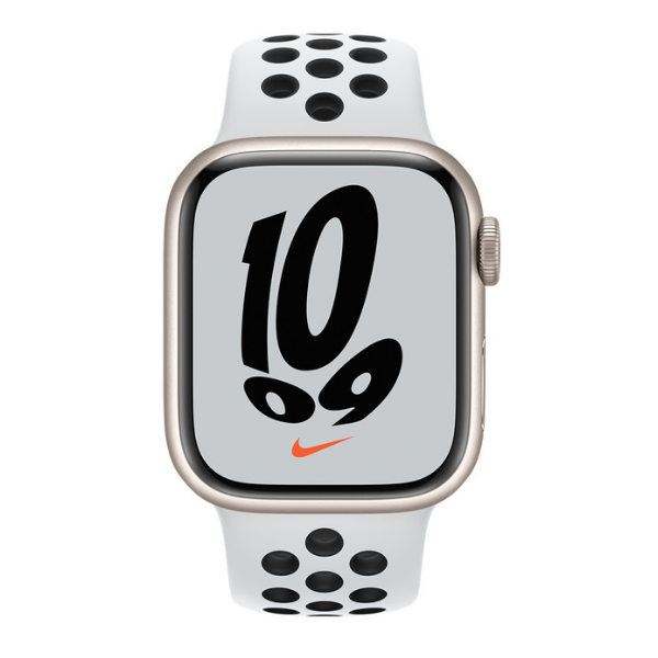 Apple Watch Series 7 GPS + Cellular 41 mm Starlight Aluminium Case with Nike Sport Band - MKN33HN/A