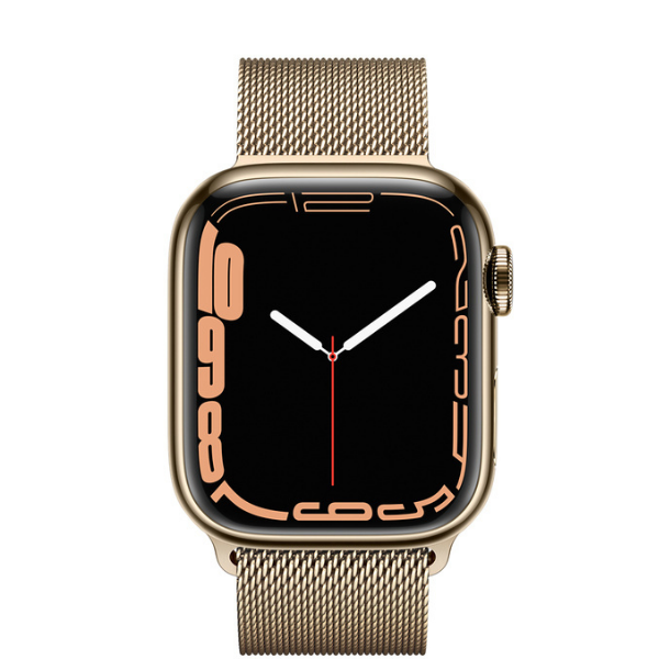 Apple (MKJ03HN/A) Watch Series 7 Gold Stainless Steel Case with Gold Milanese Loop