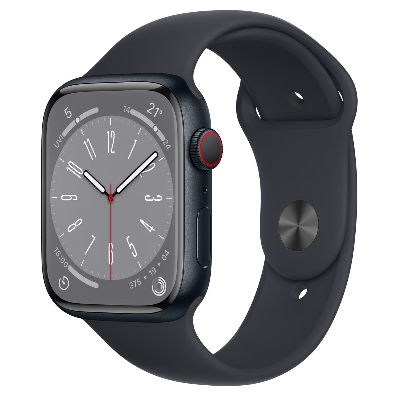 Apple MNK43HN/A Watch Series 8 GPS + Cellular 45mm Aluminium Case Regular - Midnight