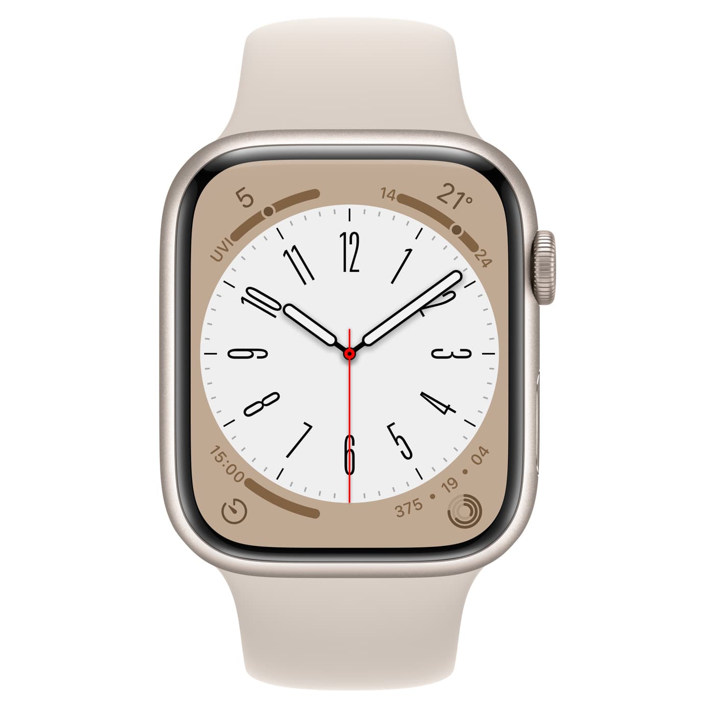Apple Watch Series 8 GPS 45mm Starlight Aluminium Case with Starlight Sport Band - Regular