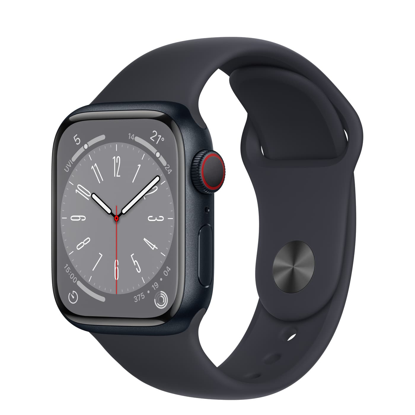Apple Watch Series 8 GPS + Cellular 41mm Midnight Aluminium Case with Midnight Sport Band - Regular