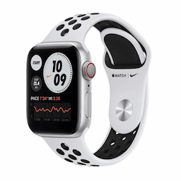 Apple Watch Nike S6 GPS + Cellular 40mm Silver Aluminium Case with Pure Platinum/Black Nike Sport Band - Regular - M07C3HN/A