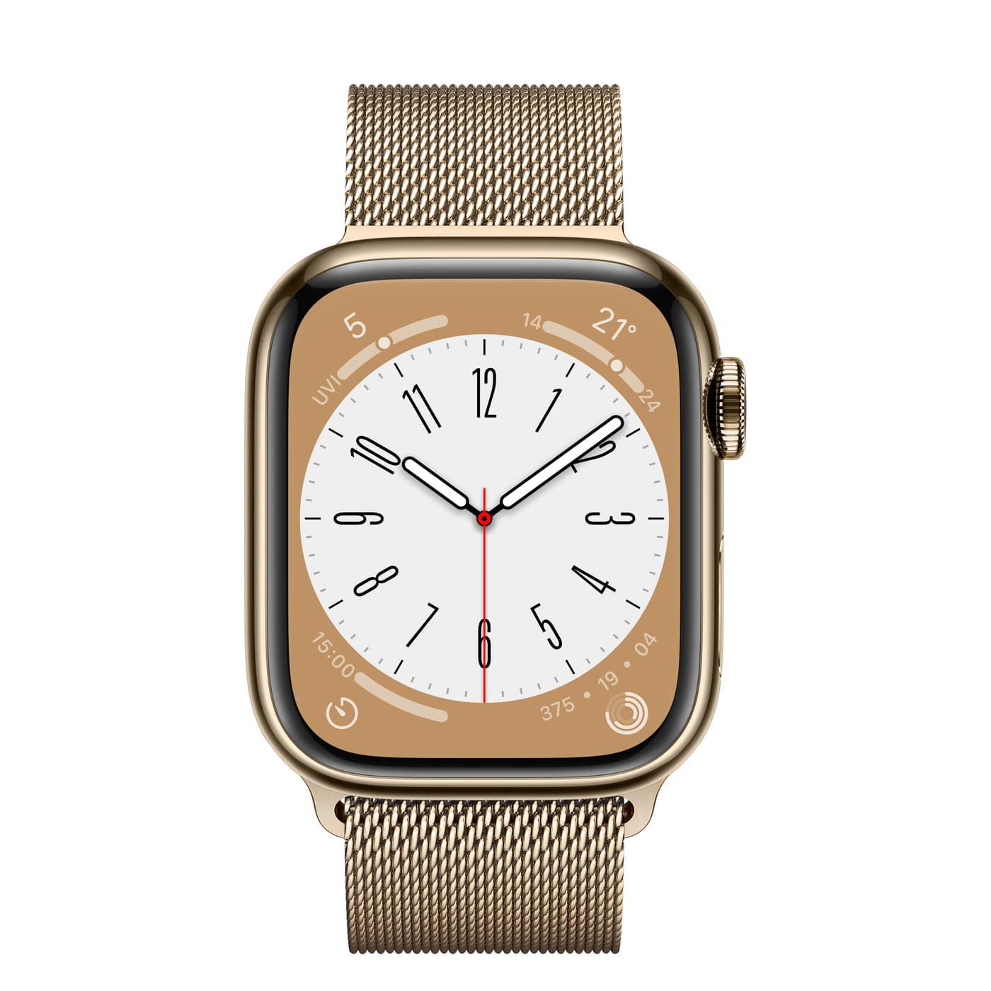 Apple Watch Series 8 GPS + Cellular 41mm Gold Stainless Steel Case with Gold Milanese Loop