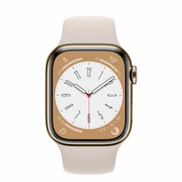 Apple Watch Series 8 GPS + Cellular 41mm Gold Stainless Steel Case with Starlight Sport Band - Regular