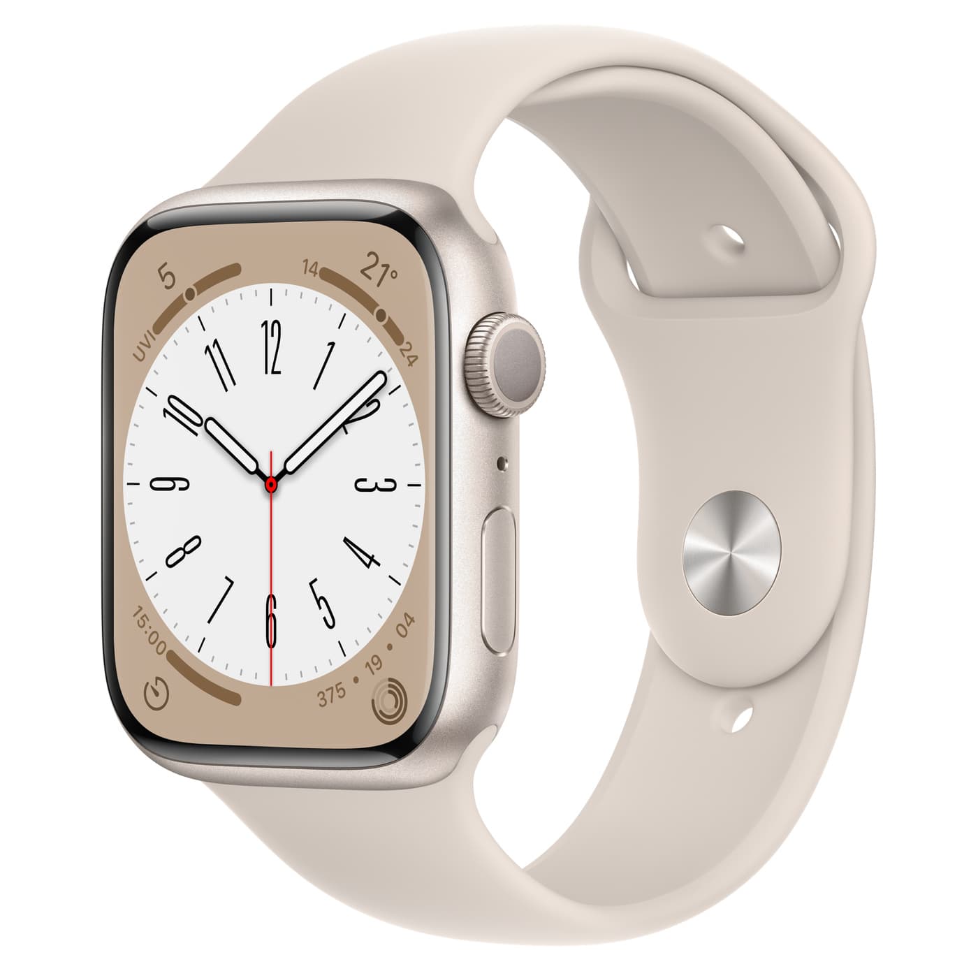 Apple Watch Series 8 GPS 45mm Starlight Aluminium Case with Starlight Sport Band - Regular