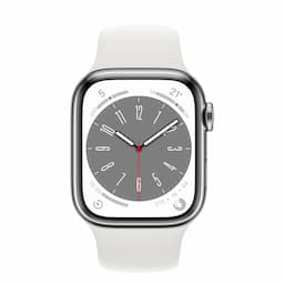 Apple Watch Series 8 GPS + Cellular 41mm Silver Stainless Steel Case with White Sport Band - Regular