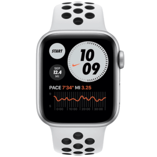 Apple Watch Nike SE (GPS) - silver aluminium - smart watch with Nike sport band - pure platinum/black - 32 GB