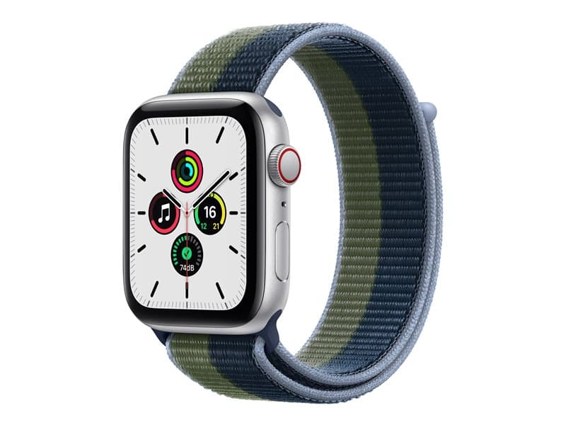 Apple Watch SE (GPS + Cellular) abyss blue/moss green - 32 GB, silver aluminium - smart watch with sport loop