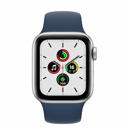 Apple Watch SE Smart Watch 40 mm Silver Aluminium Case with Sport Band And Abyss Blue - MKNY3HN/A
