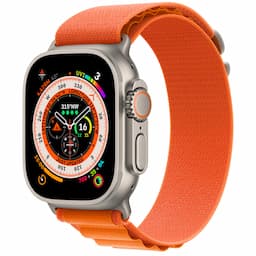 Apple (MQFL3HN/A) Watch Ultra GPS + Cellular, 49mm Titanium Case with Orange Alpine Loop -Medium