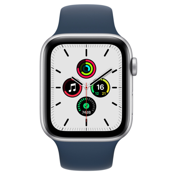 Apple Watch SE Smart Watch 44 mm Silver Aluminium Case with Sport Band And Abyss Blue - MKQ43HN/A