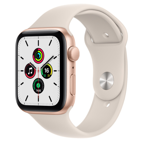 Apple (MKQ53HN/A) Watch SE Smart Watch 44 mm Gold Aluminium Case with Sport Band and Starlight