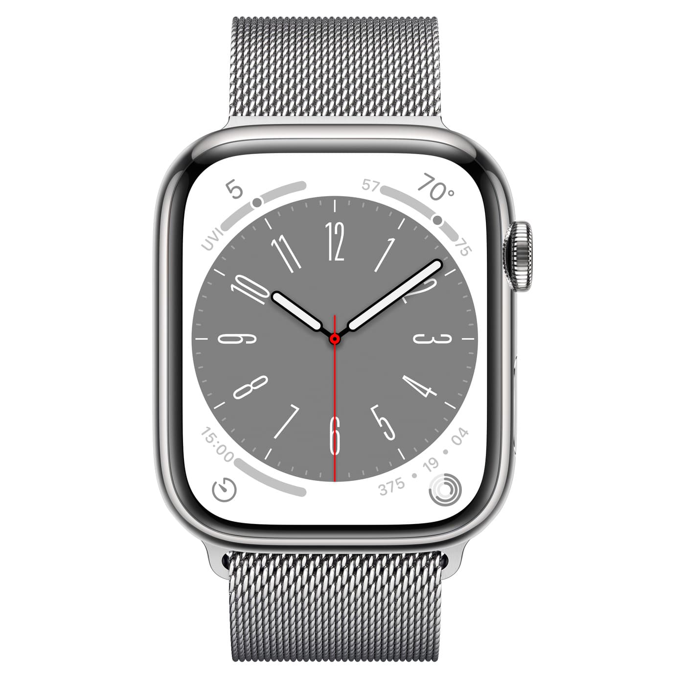 Apple Watch Series 8 GPS + Cellular 41mm Silver Stainless Steel Case with Silver Milanese Loop