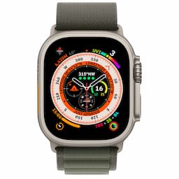 Apple (MQFN3HN/A) Watch Ultra GPS + Cellular, 49mm Titanium Case with Green Alpine Loop -Medium