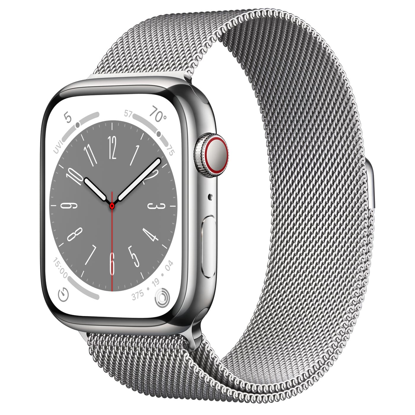 Apple Watch Series 8 GPS + Cellular 41mm Silver Stainless Steel Case with Silver Milanese Loop