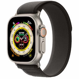 Apple (MQFX3HN/A) Watch Ultra GPS + Cellular, 49mm Titanium Case with Black/Gray Trail Loop -M/L