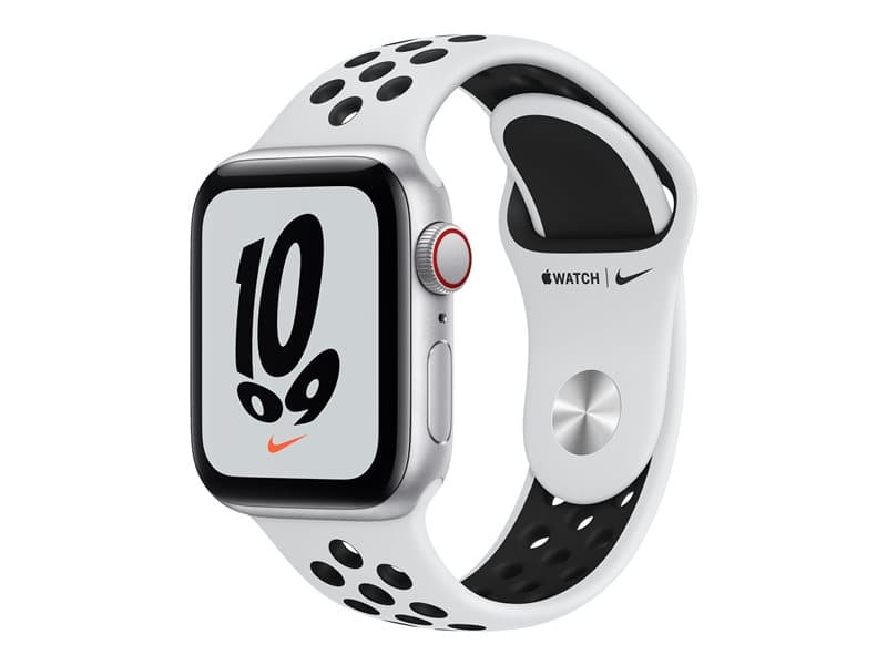 Apple Watch Nike SE (GPS + Cellular) - silver aluminium - smart watch with Nike sport band - pure platinum/black - 32 GB