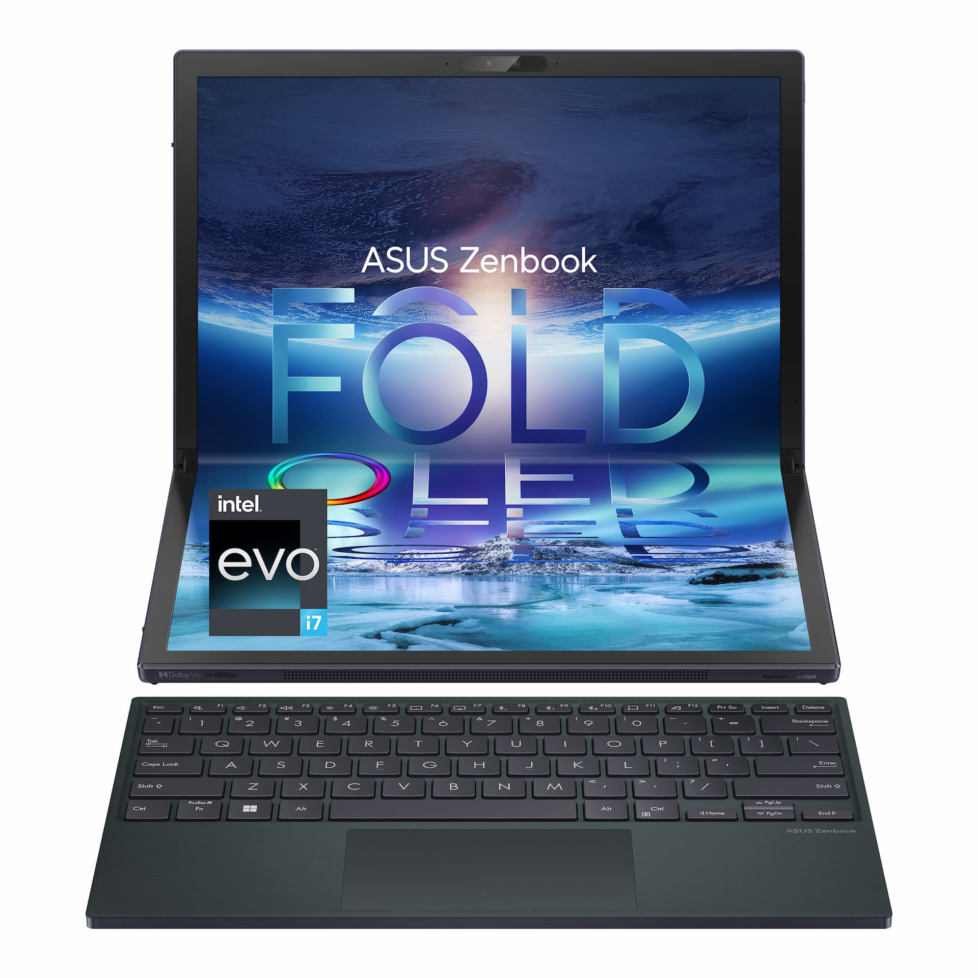 Asus Zenbook 17 Fold OLED(UX9702AA-MD023WS) Tech Black Thin and Light Laptop, Intel EVO Core i7 12th Gen, 17" (43.94 cm) 2.5K OLED Touch, 16GB RAM, 1TB SSD, Alexa, Face Login, 1.5 Kg, Windows 11 MS Office 2021