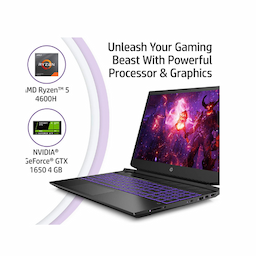 HP (183L9PA#ACJ) Pavilion Gaming 15.6 inches FHD Gaming Laptop (AMD Ryzen 5-4600H 8GB 1TB HDD Windows 10 Home NVIDIA GTX 1650 4GB Shadow Black), 15-ec1021AX, 1.98kg