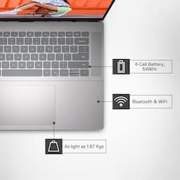 Dell Inspiron 3520 (D560877WIN9S) Platinum Silver Gaming Laptop, 12th Gen Intel Core I5-1235U, 8GB RAM, 1TB HDD + 256 SDD, 15.6 Inches,  NVIDIA GeForce MX550, 1.63 Kg, Windows 11