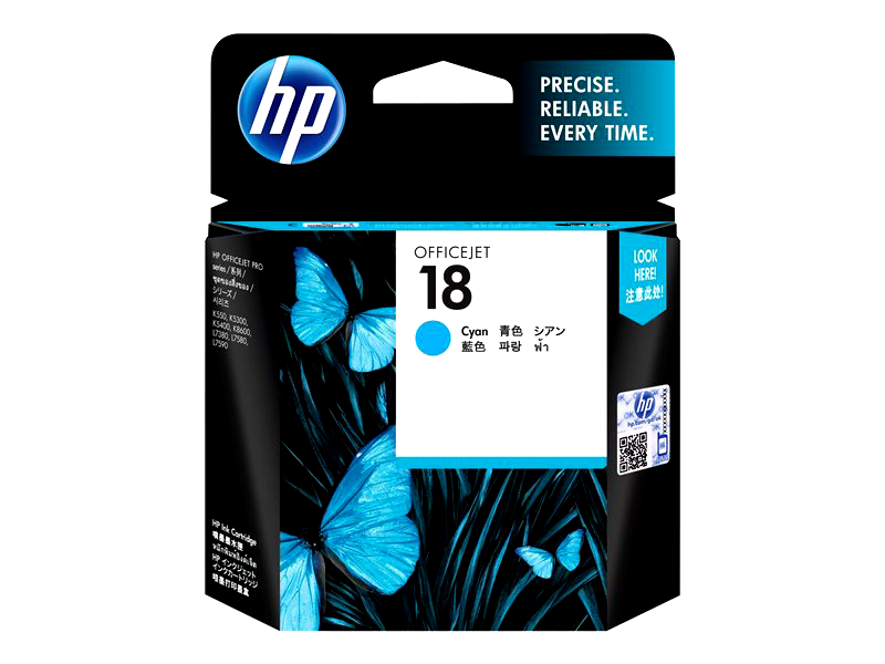 HP 18 - cyan - original - ink cartridge