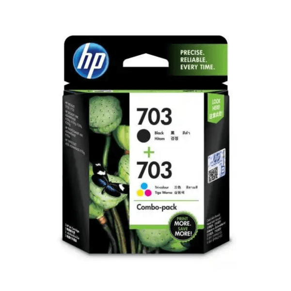 HP 703 - F6V32AA 2-pack Black/Tri-color Original Ink Advantage Cartridges