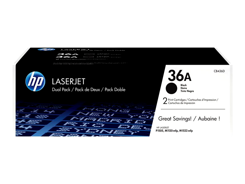 HP 36A - 2-pack - black - original - LaserJet - toner cartridge (CB436AF)